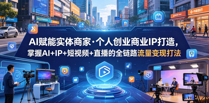 AI赋能实体商家&middot;个人创业商业IP打造，掌握AI+IP+短视频+直播的全链路流量变现打法