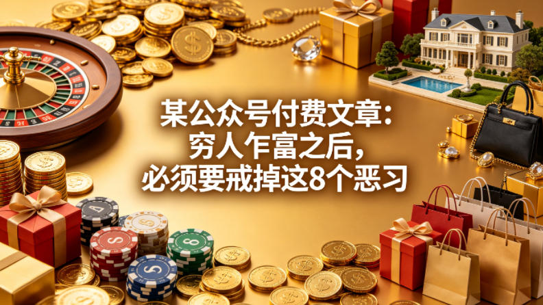 某公众号付费文章：穷人乍富之后，必须要戒掉这8个恶习-酉宸轻创社