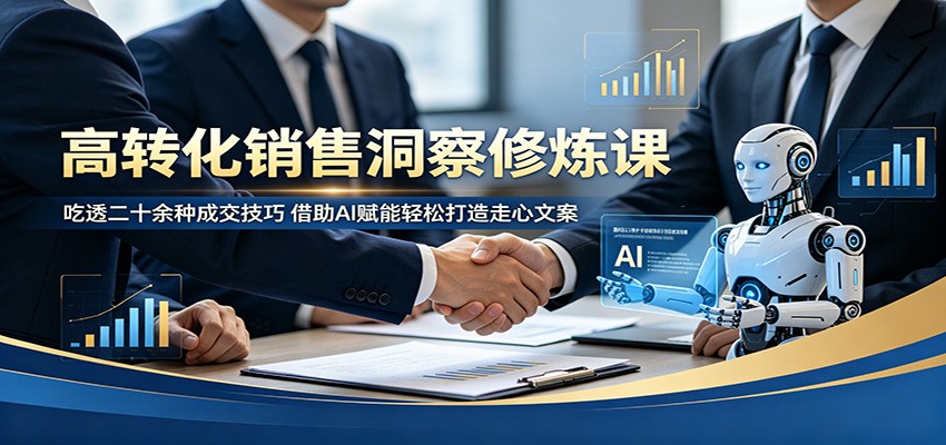 高转化销售洞察修炼课：吃透二十余种成交技巧，借助AI赋能轻松打造走心文案-酉宸轻创社