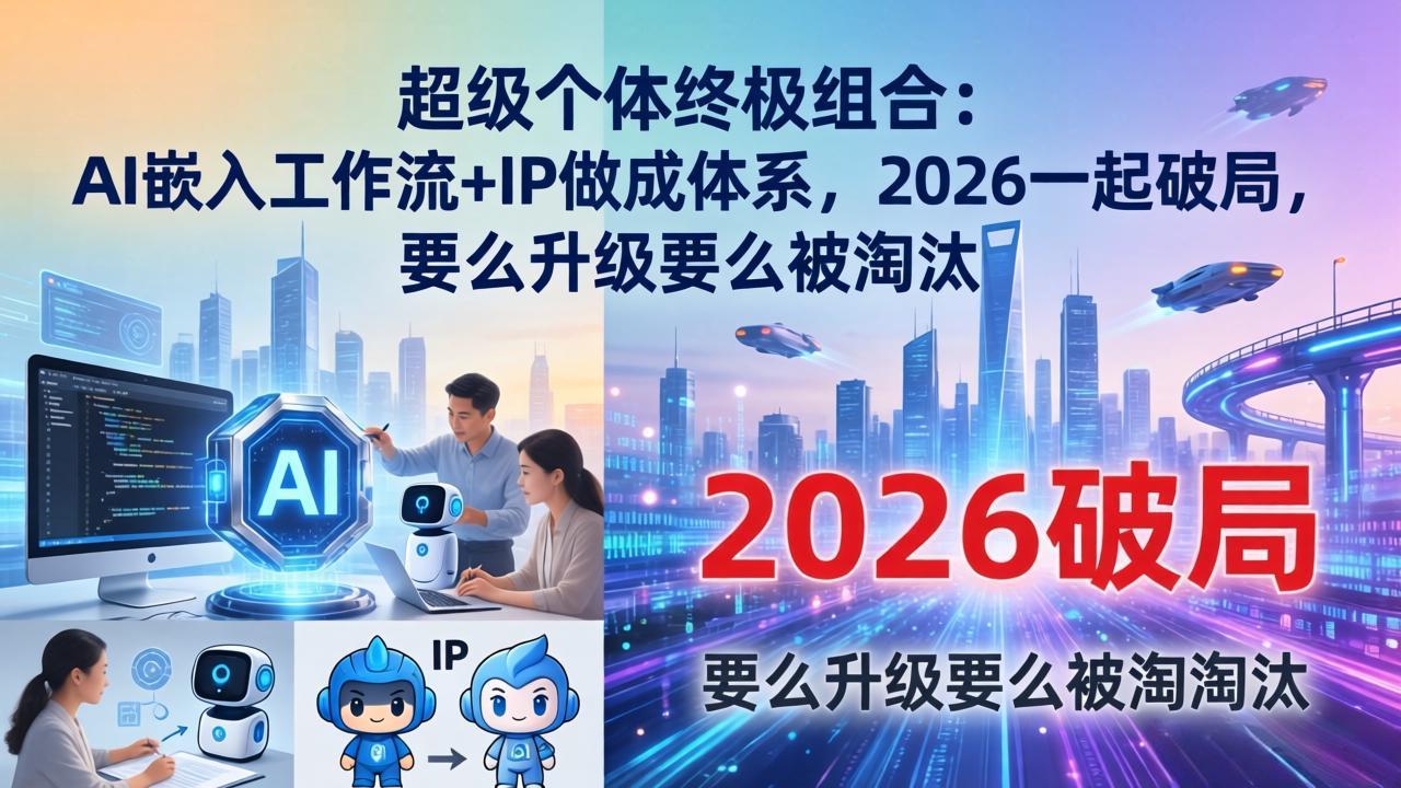 超级个体终极组合：AI嵌入工作流+IP做成体系，2026一起破局，要么升级要么被淘汰-酉宸轻创社