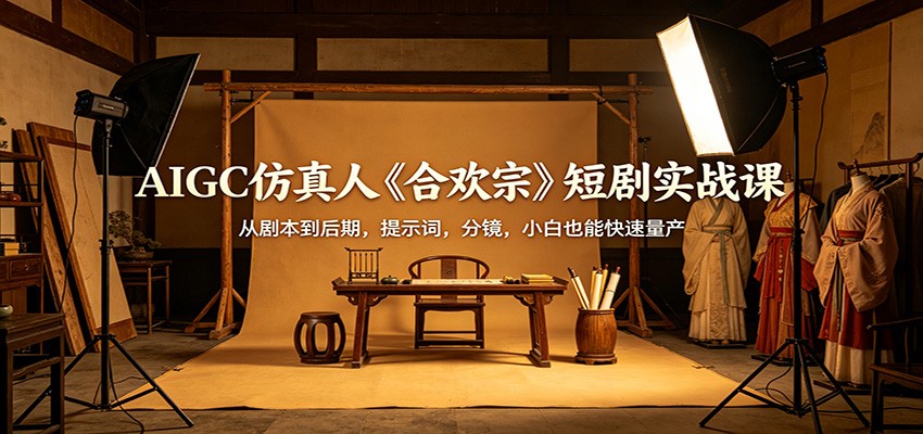 AIGC仿真人《合欢宗》短剧实战课：从剧本到后期，提示词，分镜，小白也能快速量产-酉宸轻创社