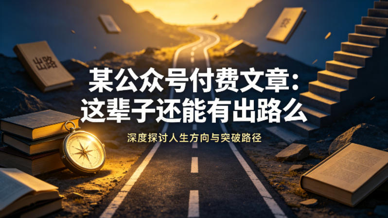 某公众号付费文章：这辈子还能有出路么-酉宸轻创社