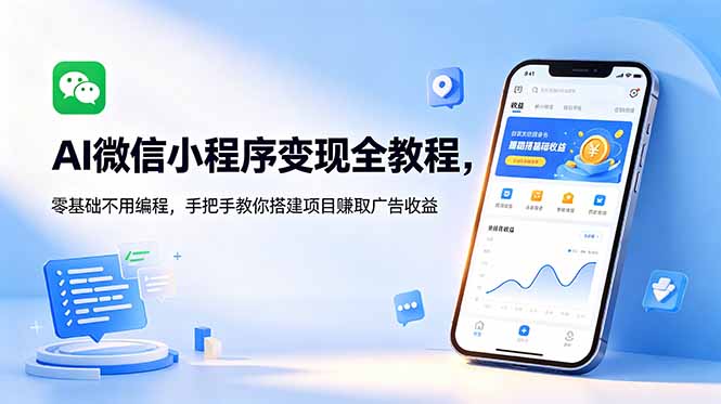 AI微信小程序变现全教程，零基础不用编程，手把手教你搭建项目赚取广告收益-酉宸轻创社