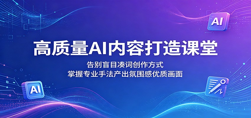 高质量AI内容打造课堂：告别盲目凑词创作方式，掌握专业手法产出氛围感优质画面-酉宸轻创社