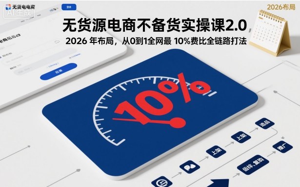 无货源电商不备货实操课2.0，2026年布局，从0到1全网最低10%费比全链路打法【更新26年5月19日】-酉宸轻创社