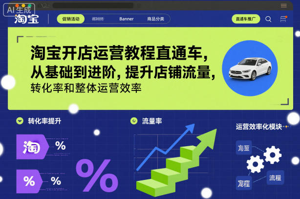 淘宝开店运营教程直通车，从基础到进阶，提升店铺流量，转化率和整体运营效率(更新26年4月20日)-酉宸轻创社