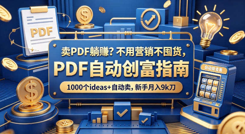 卖PDF躺賺？不用营销不囤货，PDF自动创富指南，1000个ideas+自动卖，新手月入9k刀【原创双语字幕】-酉宸轻创社