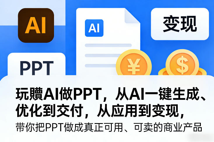 玩賺AI做PPT，从AI一键生成、优化到交付，从应用到变现，带你把PPT做成真正可用、可卖的商业产品(更新0401)-酉宸轻创社