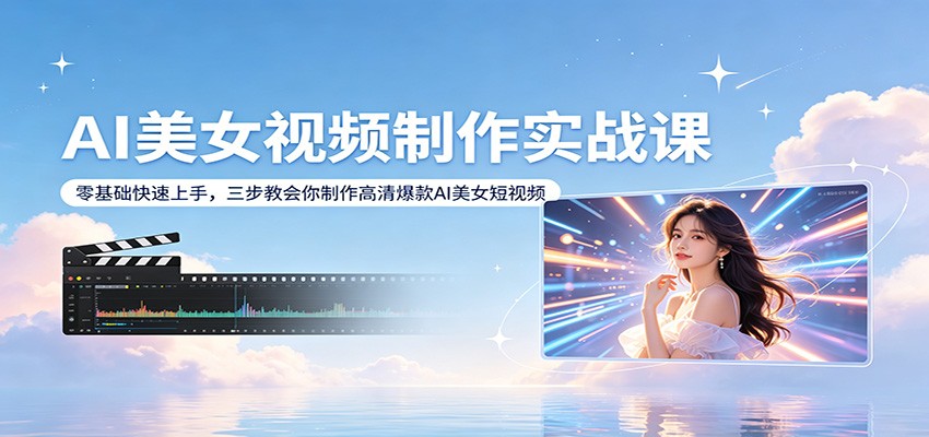 AI美女视频制作实战课:零基础快速上手,三步教会你制作高清爆款AI美女短视频-酉宸轻创社