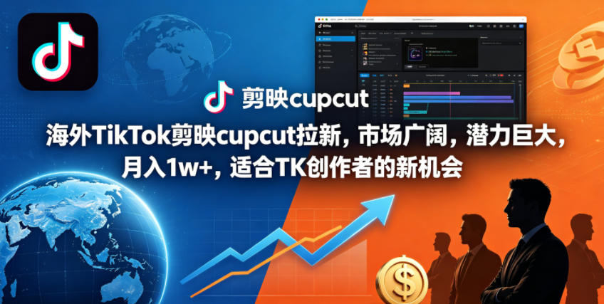 海外TikTok剪映cupcut拉新,市场广阔,潜力巨大,月入1w+,适合TK创作者的新机会-酉宸轻创社