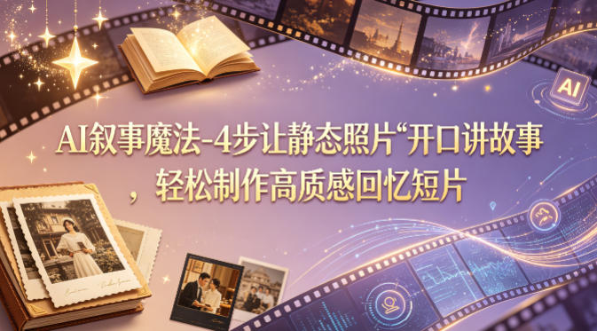 AI叙事魔法-4步让静态照片“开口讲故事”，轻松制作高质感回忆短片-酉宸轻创社