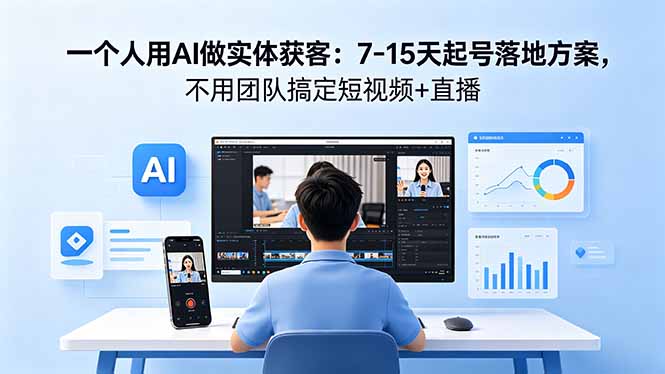 一个人用AI做实体获客:7-15天起号落地方案,不用团队搞定短视频+直播-酉宸轻创社