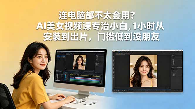连电脑都不太会用？AI美女视频课专治小白，1小时从安装到出片，门槛低到没朋友-酉宸轻创社