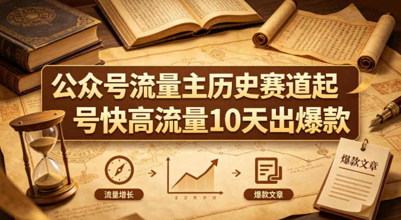 公众号流量主之历史赛道，起号快+高流量，10天就能出爆款！-酉宸轻创社