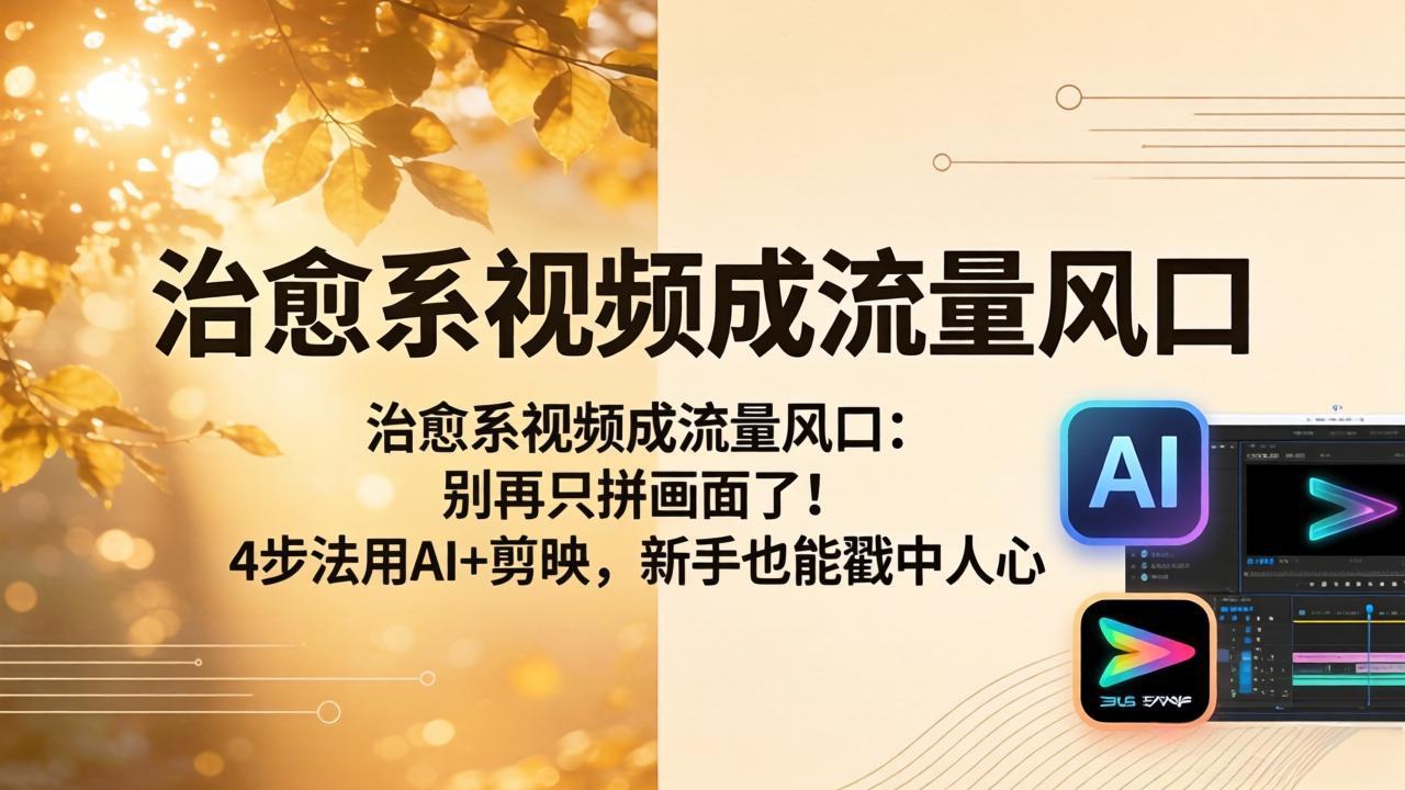 治愈系视频成流量风口：别再只拼画面了！4步法用AI+剪映，新手也能戳中人心-酉宸轻创社