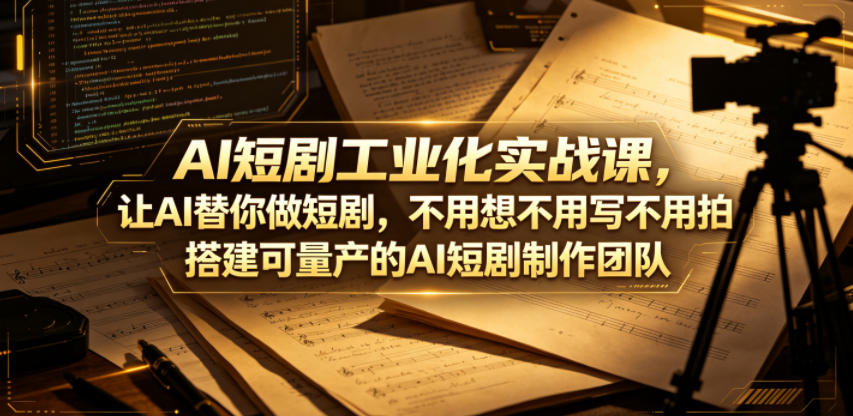 AI短剧工业化实战课，让AI替你做短剧，不用想不用写不用拍，搭建可量产的AI短剧制作团队-酉宸轻创社