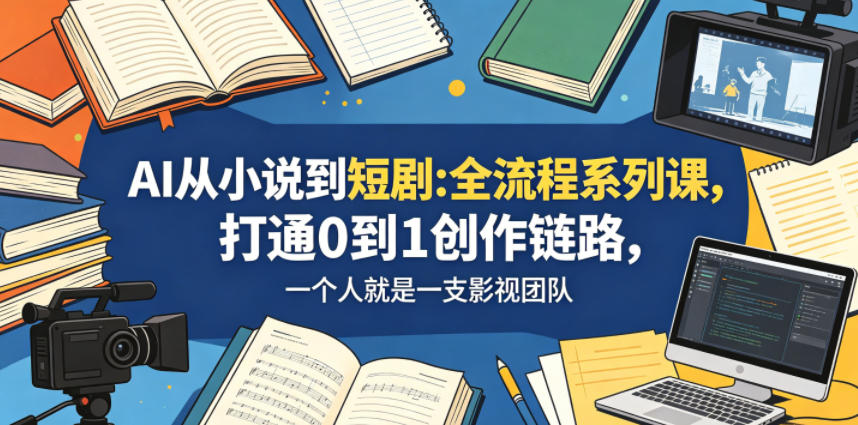 AI从小说到短剧全流程系列课，打通0到1创作链路，一个人就是一支影视团队-酉宸轻创社