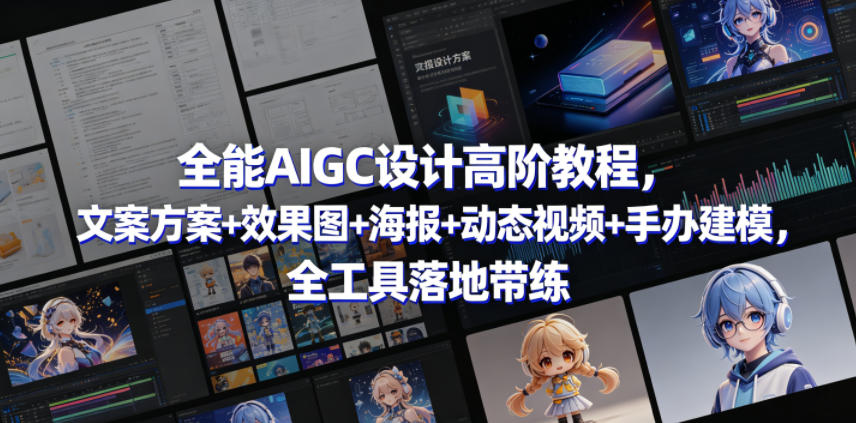 全能AIGC设计高阶教程,文案方案+效果图+海报+动态视频+手办建模,全工具落地带练-酉宸轻创社