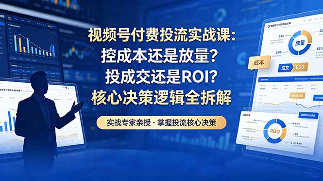 视频号付费投流实战课-5月：控成本还是放量？投成交还是ROI？核心决策逻辑全拆解-酉宸轻创社