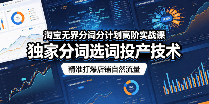 淘宝无界分词分计划高阶实战课,独家分词选词投产技术,精准打爆店铺自然流量-酉宸轻创社