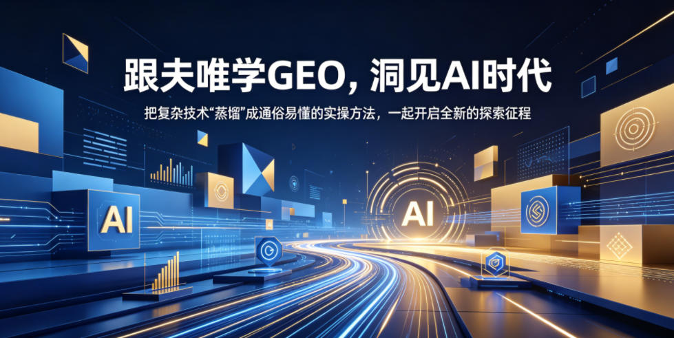 跟夫唯学GEO，洞见AI时代，把复杂技术“蒸馏”成通俗易懂的实操方法，一起开启全新的探索征程-酉宸轻创社