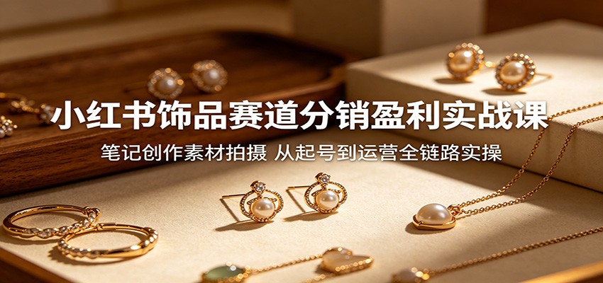 小红书饰品赛道分销盈利实战课：笔记创作素材拍摄，从起号到运营全链路实操-酉宸轻创社