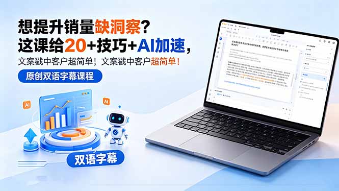 想提升销量缺洞察?这课给 20 + 技巧 + AI 加速,文案戳中客户超简单!【原创双语字幕】-酉宸轻创社