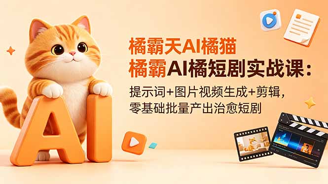 橘霸天AI橘猫短剧实战课：提示词+图片视频生成+剪辑，零基础批量产出治愈短剧-酉宸轻创社