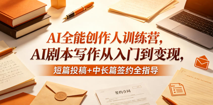 AI全能创作人训练营,AI剧本写作从入门到变现,短篇投稿+中长篇签约全指导-酉宸轻创社