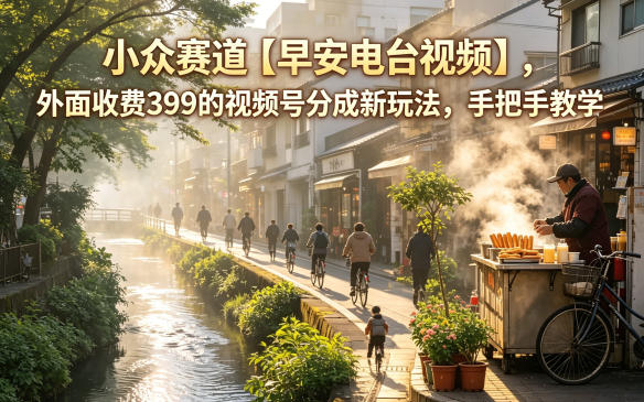 小众赛道【早安电台视频】，外面收费399的视频号分成新玩法，手把手教学-酉宸轻创社