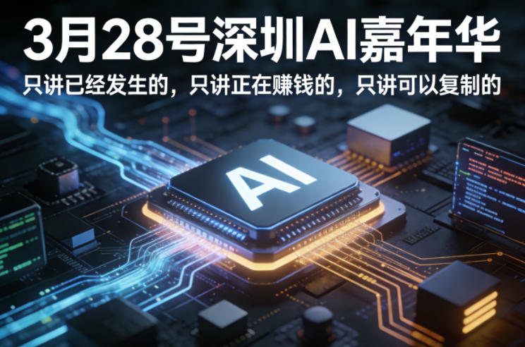 3月28号深圳AI嘉年华，只讲已经发生的，只讲正在賺钱的，只讲可以复制的-酉宸轻创社