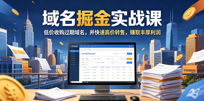 域名交易掘金实战课，低价收购过期域名，并快速高价转售，賺取丰厚利润【原创双语字幕】-酉宸轻创社