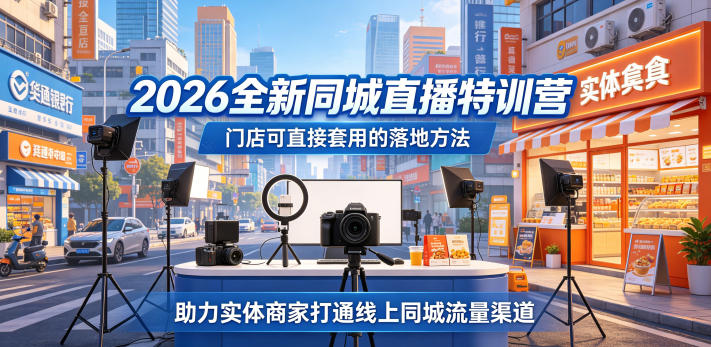 2026全新同城直播特训营，门店可直接套用的落地方法，助力实体商家打通线上同城流量渠道-酉宸轻创社