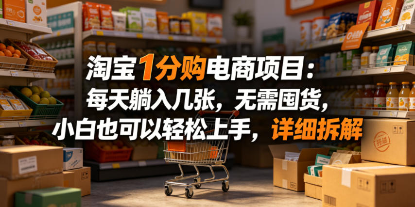 淘宝1分购电商项目：每天躺入几张，无需囤货，小白也可以轻松上手，详细拆解-酉宸轻创社