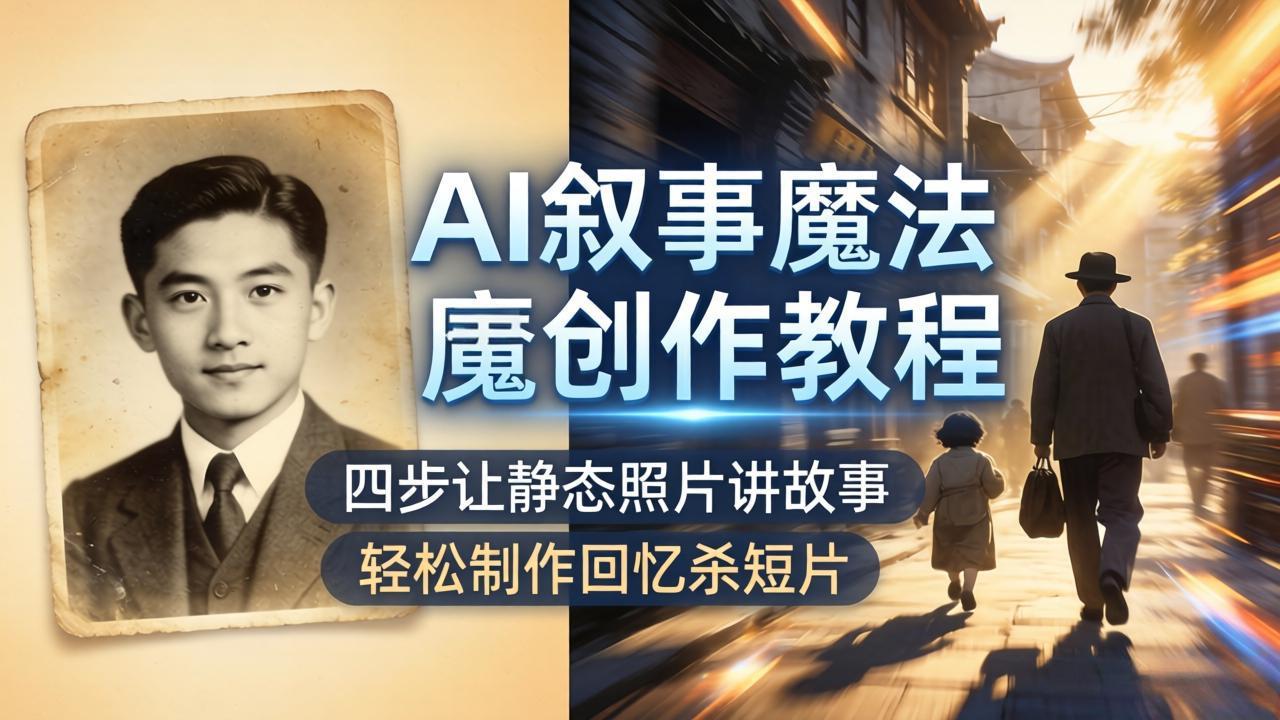 AI叙事魔法创作教程，四步让静态照片讲故事，老照片修复加动态特效，轻松制作回忆杀短片-酉宸轻创社