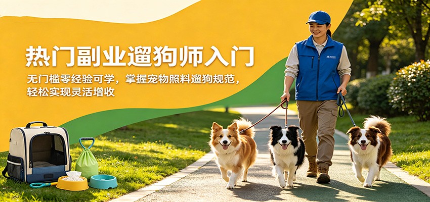 热门副业遛狗师入门，无门槛零经验可学，掌握宠物照料遛狗规范，轻松实现灵活增收-酉宸轻创社