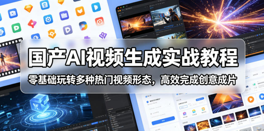 国产AI视频生成实战教程，零基础玩转多种热门视频形态，高效完成创意成片-酉宸轻创社