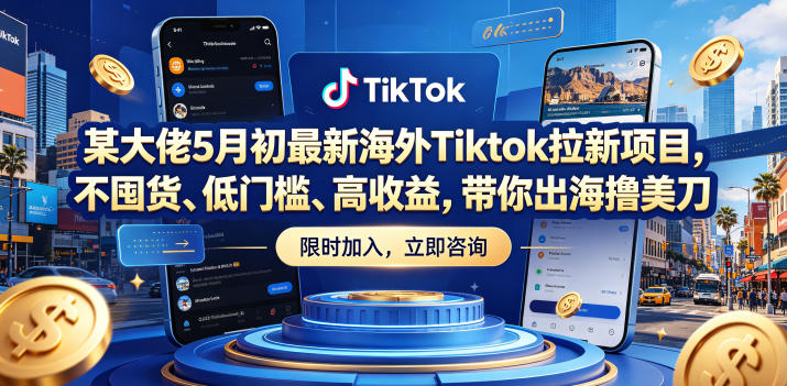 某大佬5月初最新海外Tiktok拉新项目，不囤货、低门槛、高收益，带你出海撸美刀-酉宸轻创社