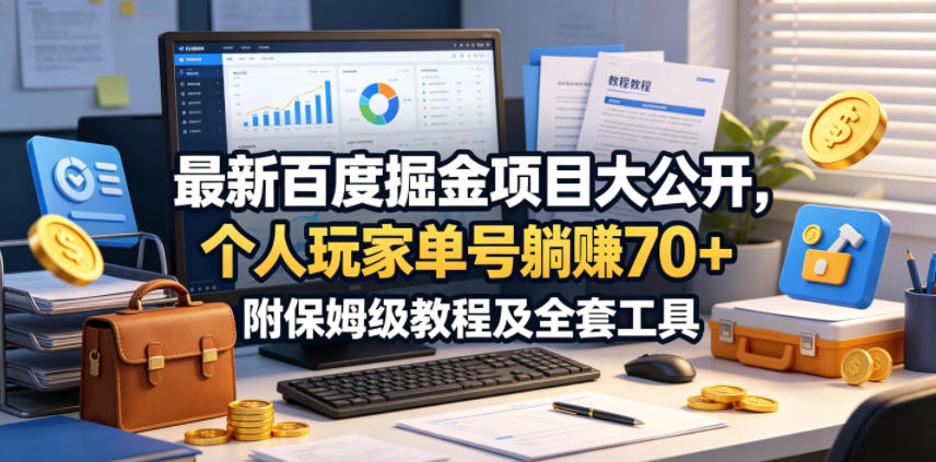 最新百度掘金项目大公开，个人玩家单号躺賺70+，附保姆级教程及全套工具【揭秘】-酉宸轻创社
