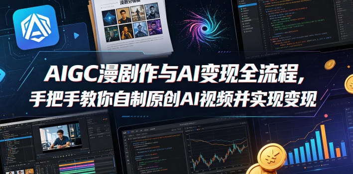 AIGC漫剧创作与AI变现全流程，手把手教你自制原创AI视频并实现变现-酉宸轻创社