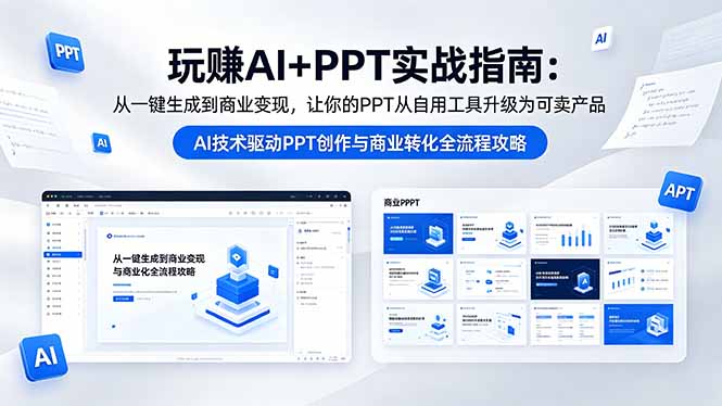 玩赚AI+PPT实战指南-更新5月13：从一键生成到商业变现，让你的PPT从自用工具升级为可卖产品-酉宸轻创社