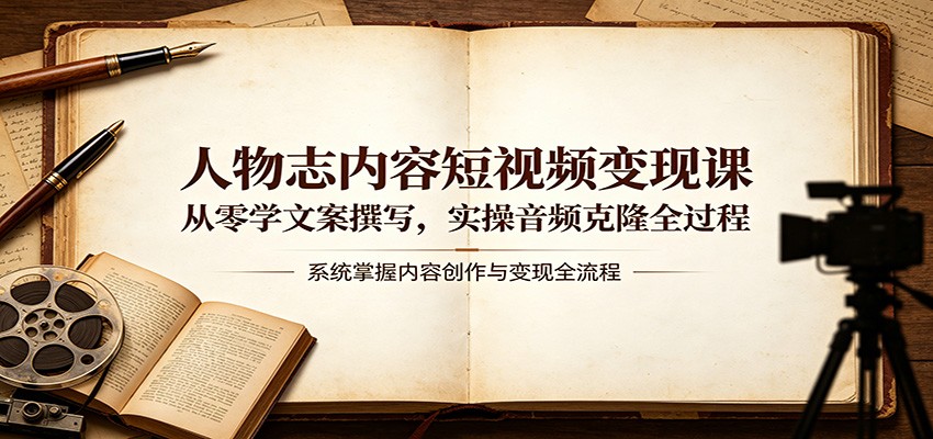 人物志内容短视频变现课：从零学文案撰写，实操音频克隆全过程-酉宸轻创社