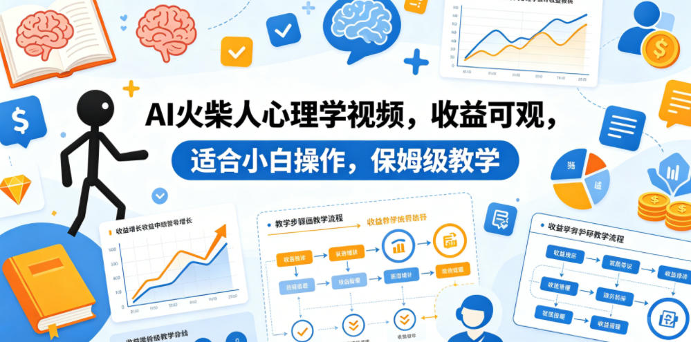 AI火柴人心理学视频，收益可观，适合小白操作，保姆级教学-酉宸轻创社
