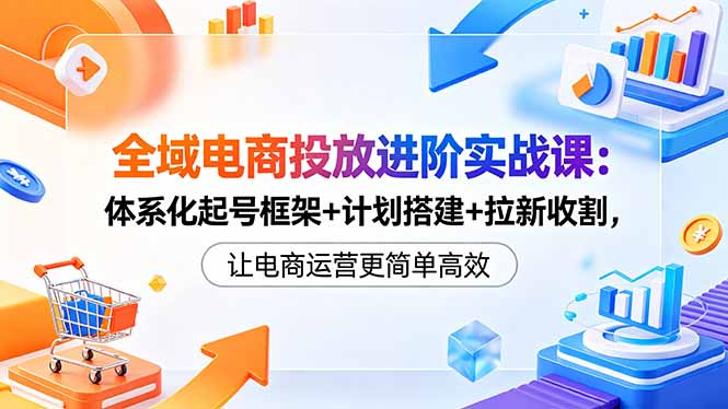 全域电商投放进阶实战课：体系化起号框架+计划搭建+拉新收割，让电商运营更简单高效-酉宸轻创社