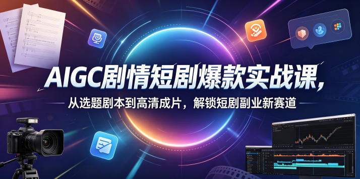 AIGC剧情短剧爆款实战课，从选题剧本到高清成片，解锁短剧副业新赛道-酉宸轻创社
