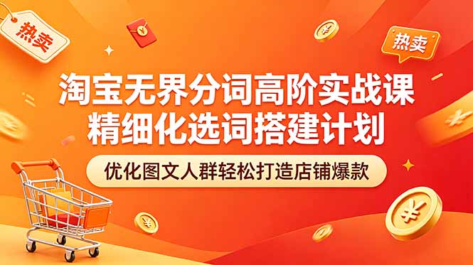 淘宝无界分词高阶实战课 精细化选词搭建计划 优化图文人群轻松打造店铺爆款-酉宸轻创社