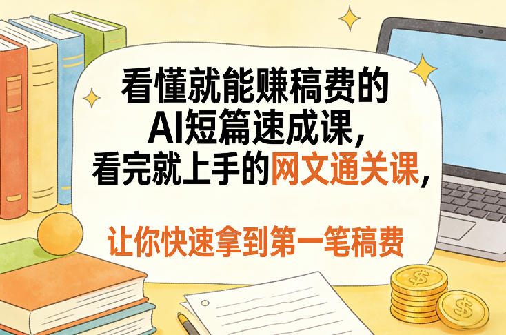 看懂就能賺稿费的AI短篇速成课,看完就上手的网文通关课,让你快速拿到第一笔稿费(更新5月)-酉宸轻创社