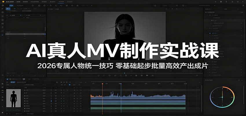 AI真人MV制作实战课：2026专属人物统一技巧，零基础起步批量高效产出成片-酉宸轻创社