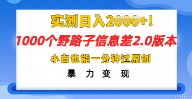 2025抖音1000个野路子信息差最新玩法，一分钟过原创，暴力变现月入几k-酉宸轻创社