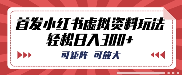 首发小红书虚拟资料玩法，可矩阵，可放大，轻松日入3张-酉宸轻创社